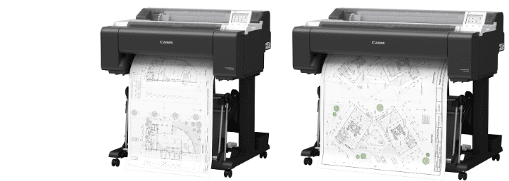 Canon imagePROGRAF TM-510M and TM-610M multifunction printers side by side