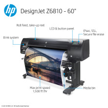 HP DesignJet Z6810 Large Format Photo Printer - 60, with Spectrophotometer (2QU14A)
