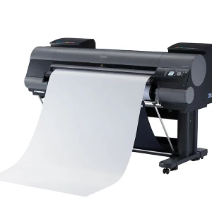 Canon iPF8400 side shot with media printing onto floor
