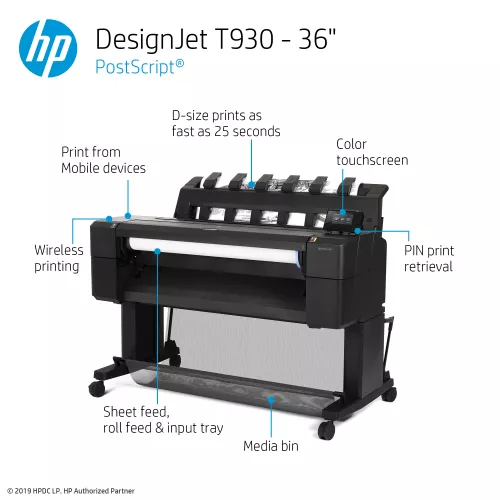 HP DesignJet T930 Large Format PostScript® Printer - 36