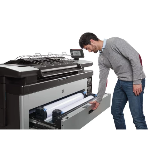 HP PageWide 5000 XL man using multiple drawers 