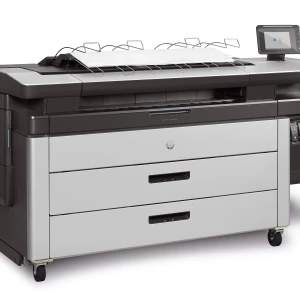 HP PageWide XL 4100 close up of media drawer and inks