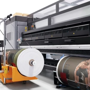 HP Latex 3100 right hand close up image with dual rolls and media lift