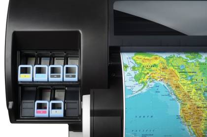 HP Designjet T7200 close up of coloured print