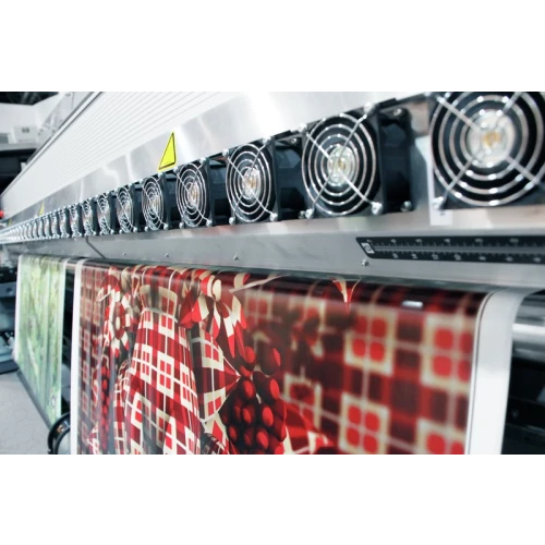 HP Latex 850 close up of media printing right hand side