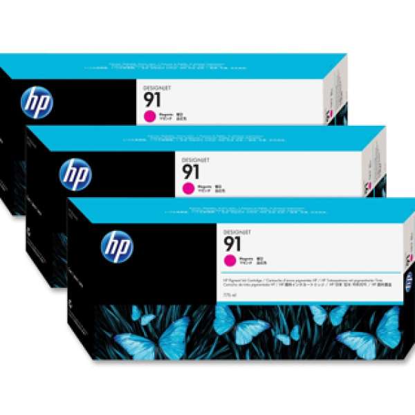 HP No. 91 Magenta Pigment Ink Cartridges - 775ml tripple pack