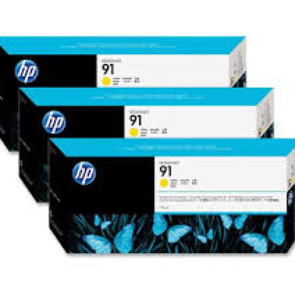 HP No. 91 Yellow Ink Cartridges - 775ml tripple pack