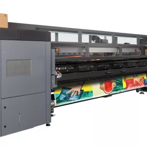 HP Latex 3200 - front right with colourful print
