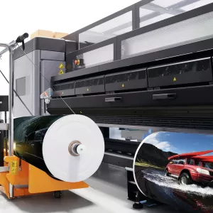 HP Latex 3600 - close up dual roll with printed media